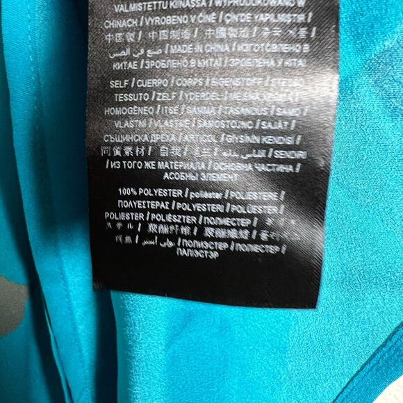 Marciano Blue Tropical Floral Print Halter Gold Chain Asymmetric Top Size Small - Picture 11 of 11